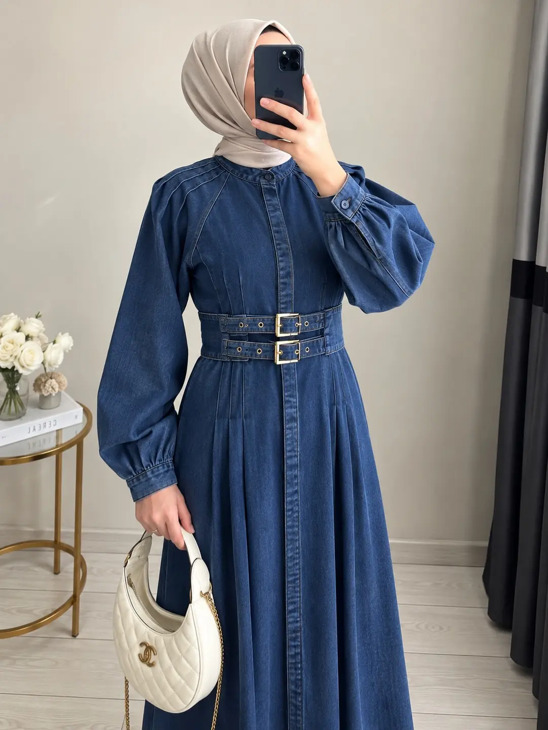 Olea Denim Elbise (Koyu Mavi)