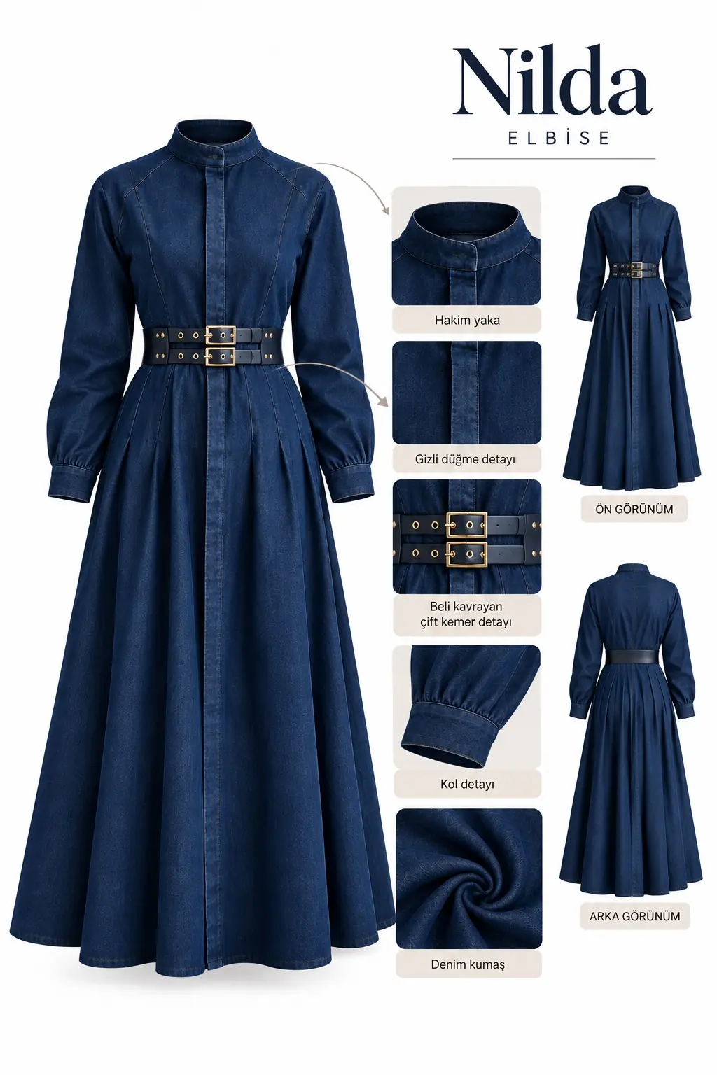 Nilda Denim Elbise